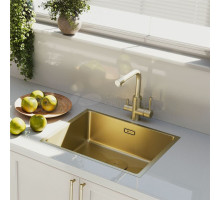 Кухонная мойка Lemark OLANGA 540 прямоугольная из нержавеющей стали цвет: Светлое золото