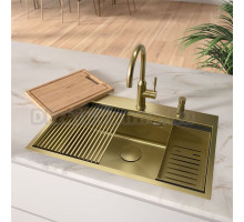 Кухонная мойка Lemark IORDANA 780 прямоугольная из нержавеющей стали цвет: Светлое золото