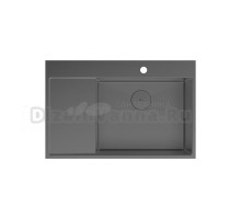 Кухонная мойка Lemark KEZADRA 780P прямоугольная с крылом из нержавеющей стали (чаша СПРАВА) цвет: Графит