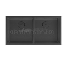 Кухонная мойка Lemark PRORAN 900 прямоугольная с двумя чашами из нержавеющей стали цвет: Чёрный матовый