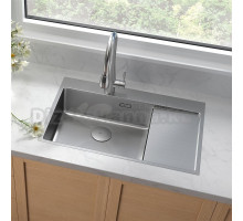 Кухонная мойка Lemark KEZADRA 780L прямоугольная с крылом из нержавеющей стали (чаша СЛЕВА) цвет: Сталь