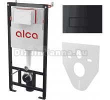 Инсталляция с кнопкой AlcaPlast AM101/1120-4:1 M578-VE-01 цвет черный, крепление к полу и стене, с шумоизоляцией