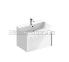 Тумба с раковиной KERAMA MARAZZI Modula 70 подвесная, белая глянцевая, раковина Cubo 70