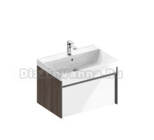 Тумба с раковиной KERAMA MARAZZI Modula 70 подвесная, арабика, белая глянцевая, раковина Cubo 70