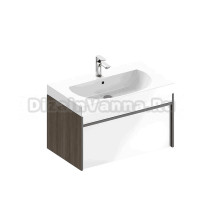 Тумба с раковиной KERAMA MARAZZI Modula 80 подвесная, арабика, белая глянцевая, раковина Buongiorno 80