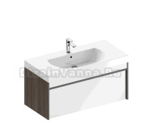 Тумба с раковиной KERAMA MARAZZI Modula 100 подвесная, арабика, белая глянцевая, раковина Buongiorno 100