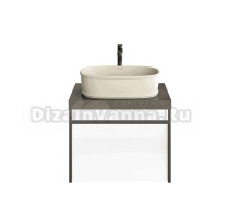 Тумба с раковиной KERAMA MARAZZI Modula 60 подвесная, арабика, белая глянцевая, раковина Circo 50 песочная матовая