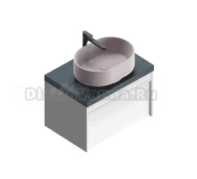 Тумба с раковиной KERAMA MARAZZI Modula 70 подвесная, белая глянцевая, раковина Sabbia 50 песочная матовая