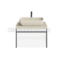 Тумба с раковиной KERAMA MARAZZI Modula 70 подвесная, арабика, белая глянцевая, раковина Plaza 55 песочная матовая