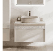 Тумба с раковиной KERAMA MARAZZI Modula 80 подвесная, белая глянцевая, раковина Circo 50 песочная матовая