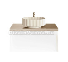 Тумба с раковиной KERAMA MARAZZI Modula 100 подвесная, белая глянцевая, раковина Conchiglia 50 песочная матовая