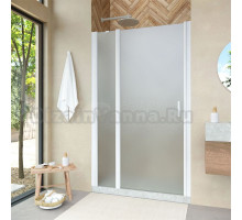 Душевая дверь в нишу Vegas Glass EP-F-1 Novo 110 01 10 L профиль белый глянцевый, стекло сатин