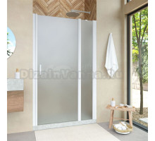 Душевая дверь в нишу Vegas Glass EP-F-1 Novo 110 01 10 R профиль белый глянцевый, стекло сатин