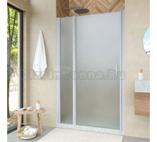 Душевая дверь в нишу Vegas Glass EP-F-1 Novo 110 07 10 L профиль матовый хром, стекло сатин