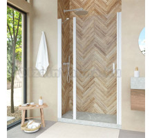 Душевая дверь в нишу Vegas Glass EP-F-1 Novo 115 01 01 L профиль белый глянцевый, стекло прозрачное