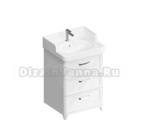 Тумба с раковиной KERAMA MARAZZI Pompei 60 напольная, с 3 ящиками, глянцевая белая
