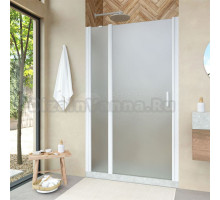 Душевая дверь в нишу Vegas Glass EP-F-1 Novo 115 01 10 L профиль белый глянцевый, стекло сатин