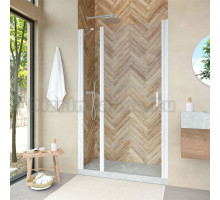 Душевая дверь в нишу Vegas Glass EP-F-1 Novo 120 01 01 L профиль белый глянцевый, стекло прозрачное