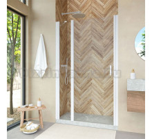 Душевая дверь в нишу Vegas Glass EP-F-1 Novo 130 01 01 L профиль белый глянцевый, стекло прозрачное