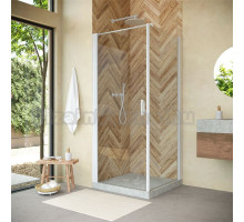 Душевой уголок Vegas Glass EP-Fis Novo 80*90 01 01 L профиль белый, стекло прозрачное