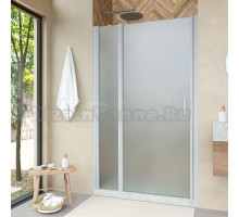 Душевая дверь в нишу Vegas Glass EP-F-1 Novo 130 07 10 L профиль матовый хром, стекло сатин