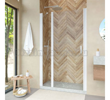 Душевая дверь в нишу Vegas Glass EP-F-1 Novo 135 01 01 L профиль белый глянцевый, стекло прозрачное