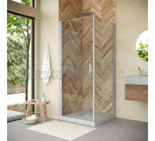 Душевой уголок Vegas Glass EP-Fis Novo 80*100 07 01 L профиль матовый хром, стекло прозрачное