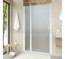 Душевая дверь в нишу Vegas Glass EP-F-1 Novo 140 01 10 L профиль белый глянцевый, стекло сатин