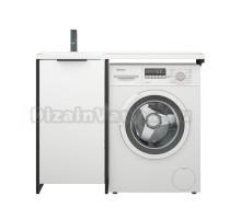 Тумба с раковиной Corozo Гера 110 D L напольная, белая, под стиральную машину