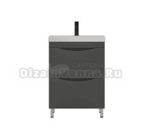 Тумба с раковиной Corozo Лиана 60 напольная, дуб, графит