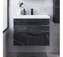 Тумба с раковиной IKA Alta 70 подвесная, камень пьетра гриджиа черный