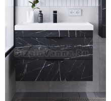 Тумба с раковиной IKA Alta 80 подвесная, камень пьетра гриджиа черный