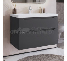 Тумба с раковиной IKA Nill 2.0 80 подвесная, графит 3-810up