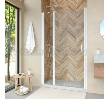 Душевая дверь в нишу Vegas Glass EP-F-1 Novo 145 01 01 L профиль белый глянцевый, стекло прозрачное