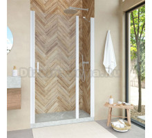 Душевая дверь в нишу Vegas Glass EP-F-1 Novo 145 01 01 R профиль белый глянцевый, стекло прозрачное