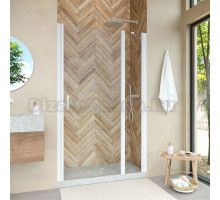 Душевая дверь в нишу Vegas Glass EP-F-1 Novo 150 01 01 R профиль белый глянцевый, стекло прозрачное