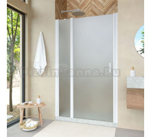 Душевая дверь в нишу Vegas Glass EP-F-1 Novo 150 01 10 L профиль белый глянцевый, стекло сатин