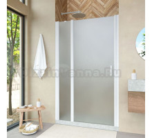 Душевая дверь в нишу Vegas Glass EP-F-1 Novo 155 01 10 L профиль белый глянцевый, стекло сатин