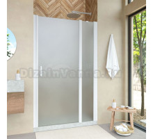 Душевая дверь в нишу Vegas Glass EP-F-1 Novo 155 01 10 R профиль белый глянцевый, стекло сатин