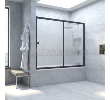 Шторка на ванну Vegas Glass Zv Novo 150 02М 10 профиль черный матовый, стекло сатин