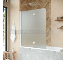 Шторка на ванну Vegas Glass E2V NOVO 120 01 10 L профиль белый глянцевый, стекло сатин