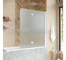 Шторка на ванну Vegas Glass E2V NOVO 120 01 10 R профиль белый глянцевый, стекло сатин