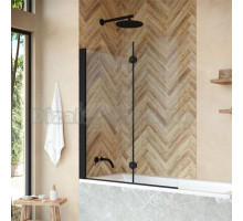 Шторка на ванну Vegas Glass E2V NOVO 120 02М 01 L профиль черный матовый, стекло прозрачное