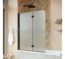 Шторка на ванну Vegas Glass E2V NOVO 120 02М 10 L профиль черный матовый, стекло сатин
