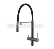 Смеситель для кухни Gappo G4397-89 с гибким изливом, оружейная сталь