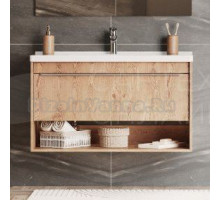 Тумба с раковиной AQUATON Хоуп 100 подвесная, 1 ящик, орех