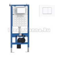 Комплект Инсталляция Iberica Blanca Lavado IBLAV1 цвет белый, синий + Кнопка A-Recto IBARE4 цвет матовый белый