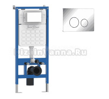 Комплект Инсталляция Iberica Blanca Lavado IBLAV1 цвет белый, синий + Кнопка A-Rondo IBARO1 цвет глянцевый хром