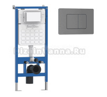 Комплект Инсталляция Iberica Blanca Lavado IBLAV1 цвет белый, синий + Кнопка A-Recto IBARE8 цвет вороненая сталь