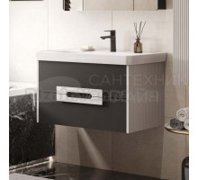 Тумба под раковину без столешницы AQUATON Ар-Деко 85 подвесная, 2 ящика, серый кобальт